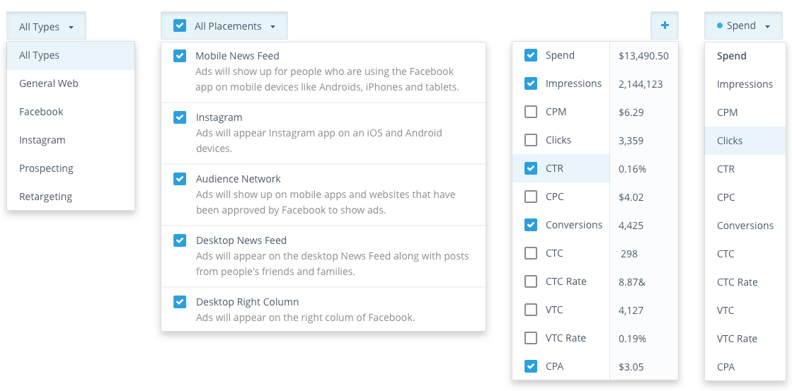 AdRoll Dropdown Variations